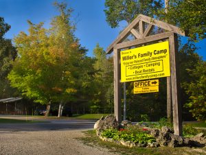 Entrance sign of Miller's Family Camp